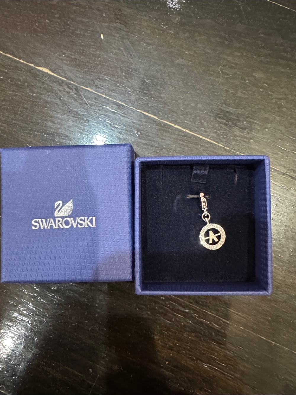 Swarovski Crystal Circle Initial Charm - A